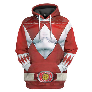 Gearhumans Mighty Morphin Red Power Rangers Custom Hoodie Apparel