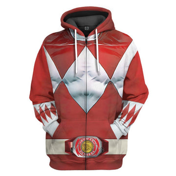 Gearhumans Mighty Morphin Red Power Rangers Custom Hoodie Apparel