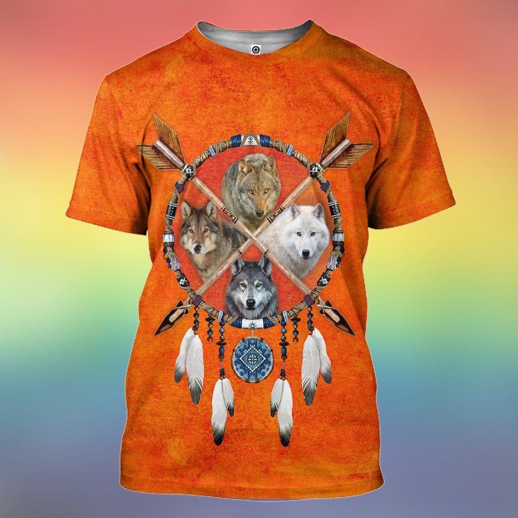 Gearhumans Native Wolf Dreamcatcher Tshirt Hoodie Apparel GB180324 3D Apparel 