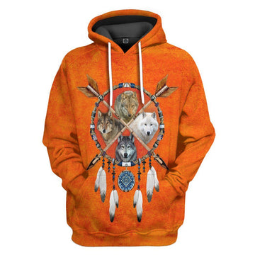 Gearhumans Native Wolf Dreamcatcher Tshirt Hoodie Apparel GB180324 3D Apparel Hoodie S 