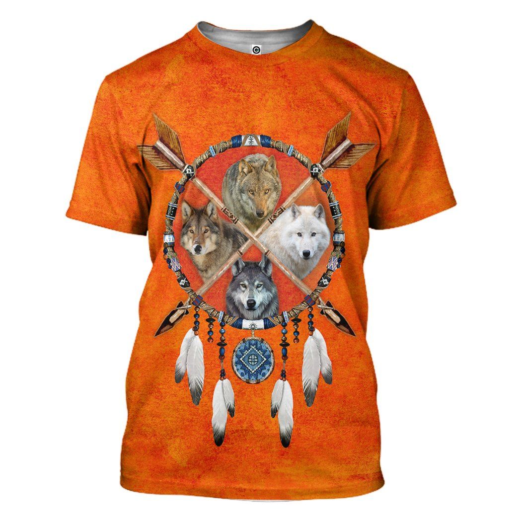 Gearhumans Native Wolf Dreamcatcher Tshirt Hoodie Apparel GB180324 3D Apparel T-Shirt S 