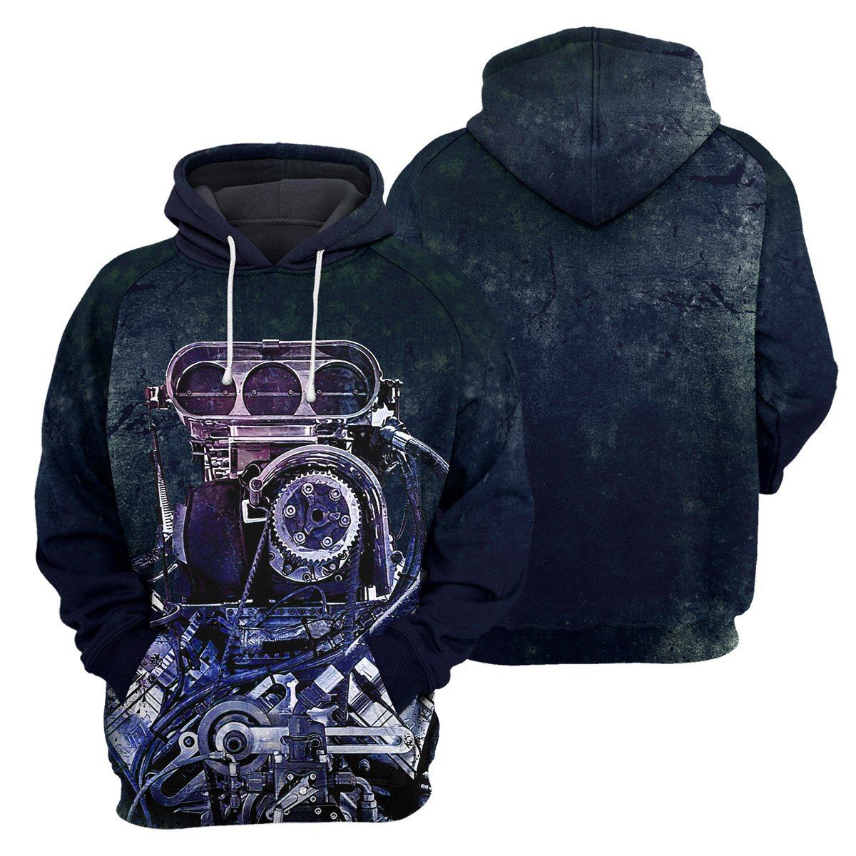 Gearhumans Navy Drag Racing- 3D All Over Printed Shirt shirt 3D Apparel HOODIE S 