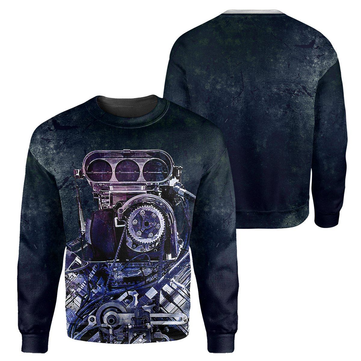 Gearhumans Navy Drag Racing- 3D All Over Printed Shirt shirt 3D Apparel LONG SLEEVE S 