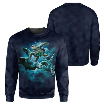Gearhumans Navy Sea Turtle - 3D All Over Printed Shirt