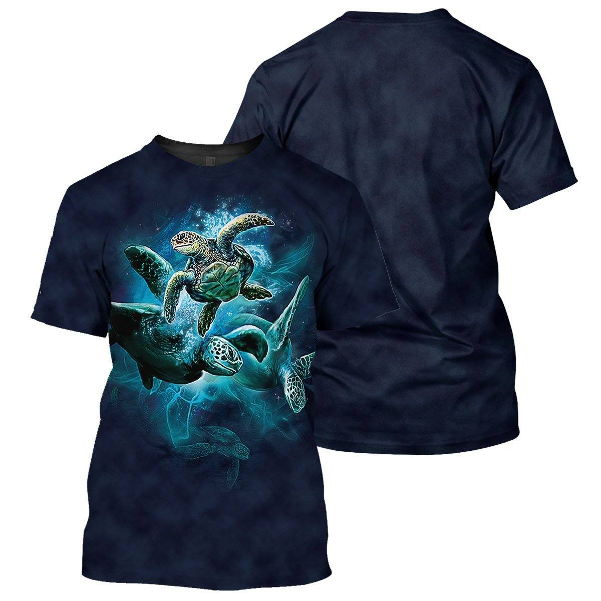 Gearhumans Navy Sea Turtle - 3D All Over Printed Shirt shirt 3D Apparel T-SHIRT S 