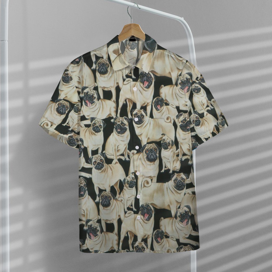 Gearhumans Pug Dogs 3D Custom Hawaii Shirt GO10052119 Hawai Shirt 