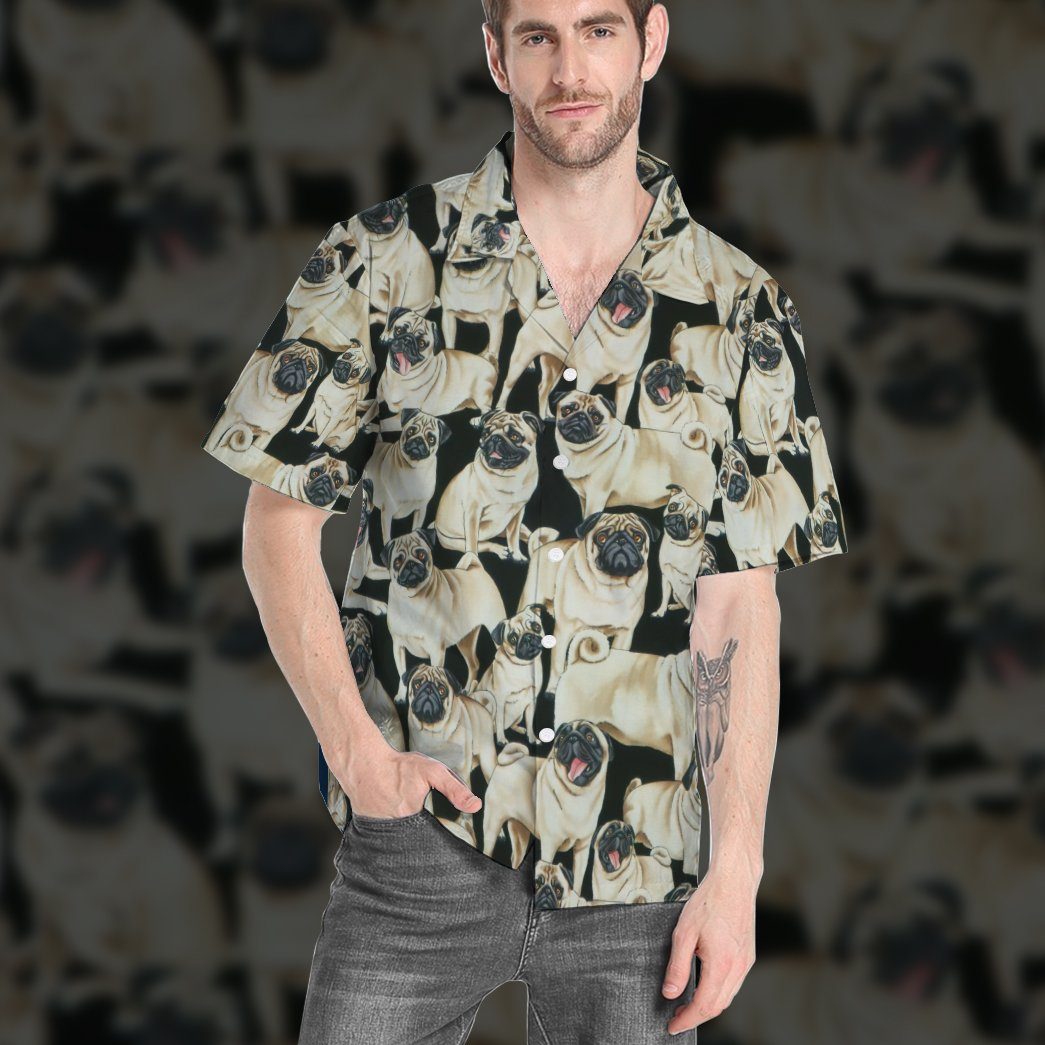 Gearhumans Pug Dogs 3D Custom Hawaii Shirt GO10052119 Hawai Shirt 