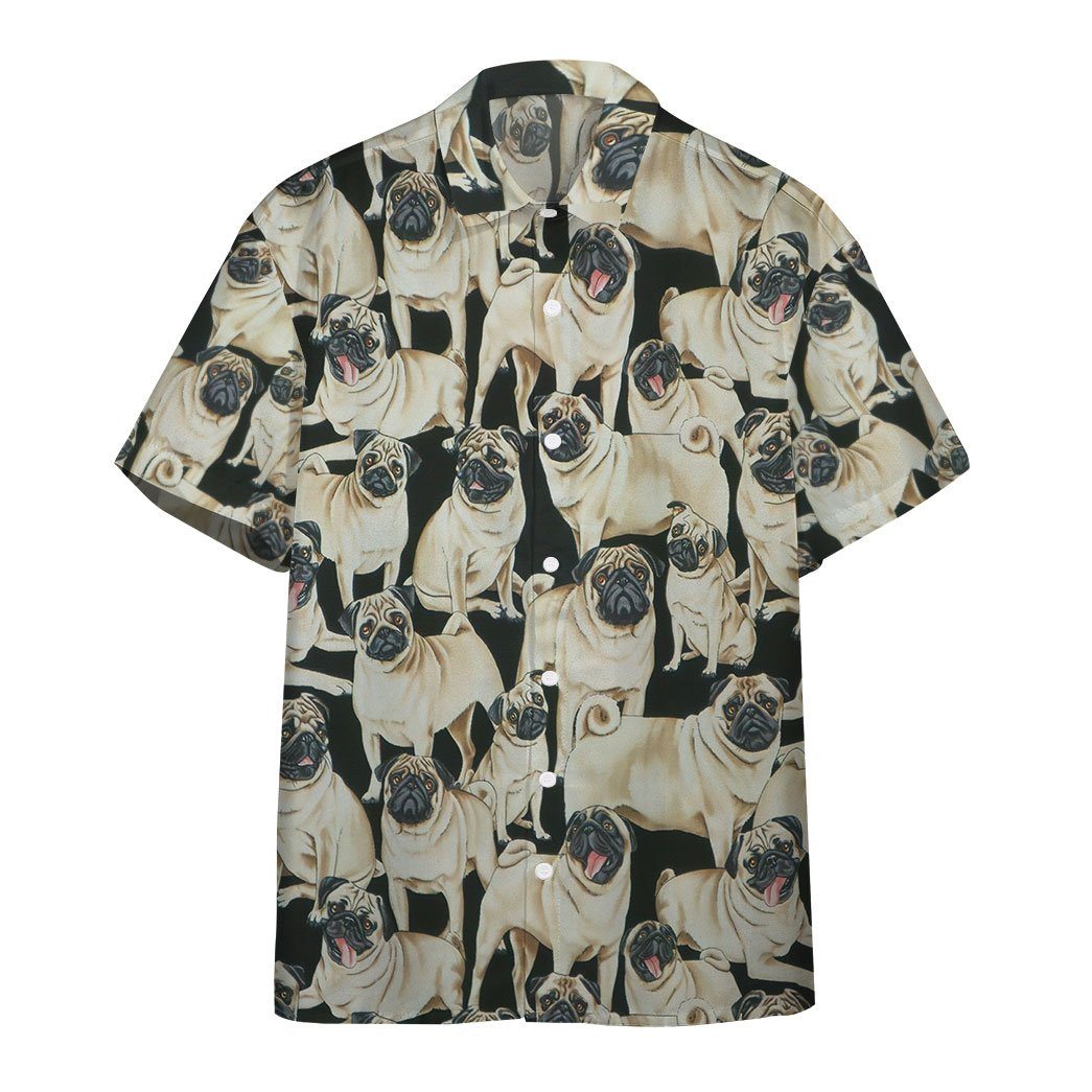 Gearhumans Pug Dogs 3D Custom Hawaii Shirt GO10052119 Hawai Shirt Short Sleeve Shirt S 