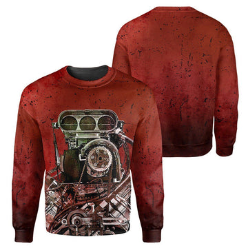 Gearhumans Red Drag Racing- 3D All Over Printed Shirt