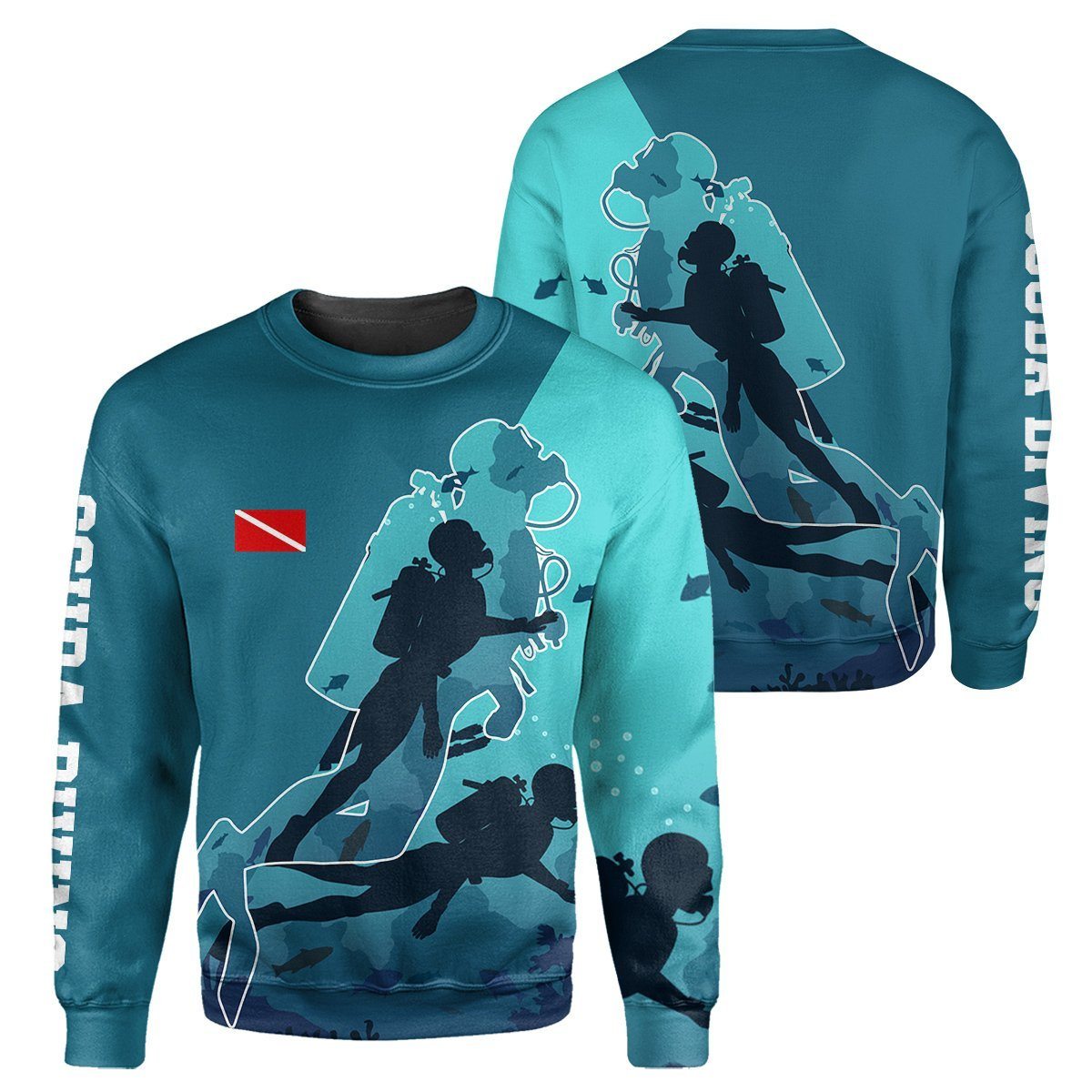 Gearhumans Scuba Diving Flag - 3D All Over Printed Shirt shirt 3D Apparel LONG SLEEVE S 