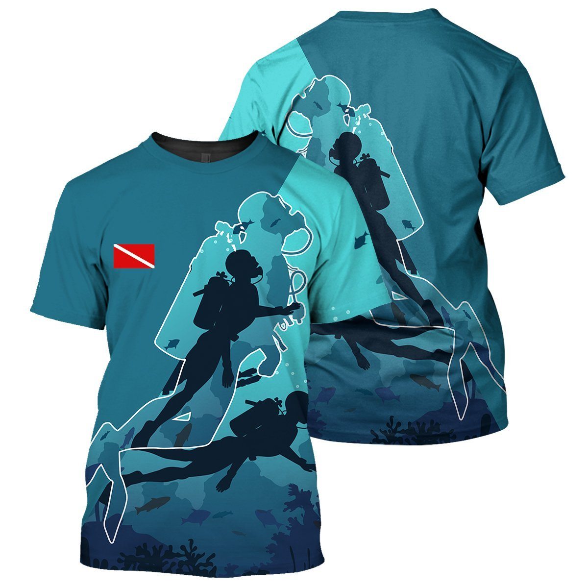 Gearhumans Scuba Diving Flag - 3D All Over Printed Shirt shirt 3D Apparel T-SHIRT S 