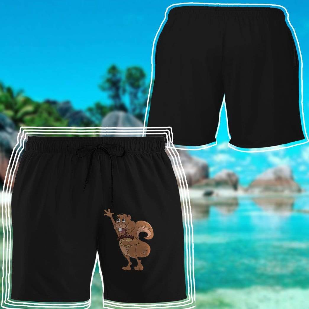 Gearhumans Squirrel Black Custom Beach Shorts Swim Trunks GV09073 Men Shorts
