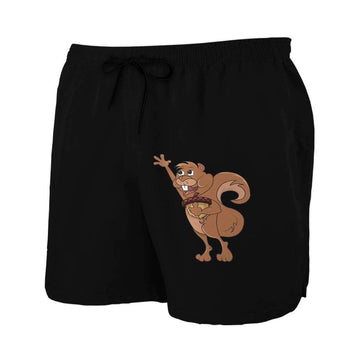 Gearhumans Squirrel Black Custom Beach Shorts Swim Trunks