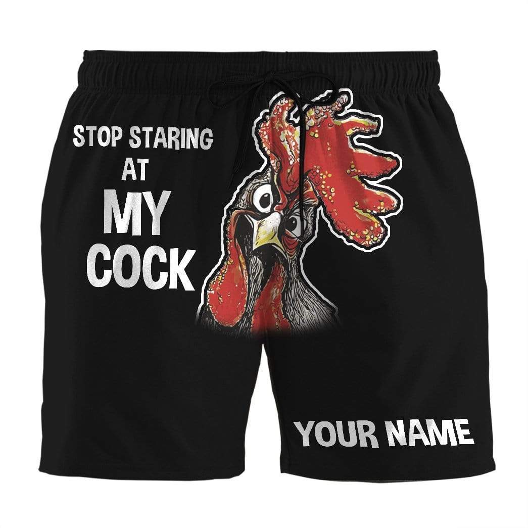 Gearhumans Stop staring at my cock Custom Name Beach Shorts Swim Trunks GV02071 Men Shorts Men Shorts S