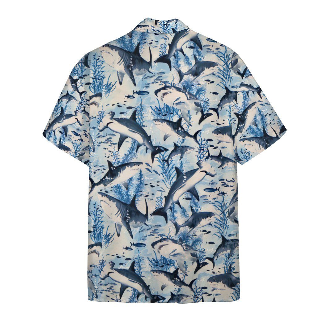 Gearhumans Swimming Sharks 3D Custom Hawaii Shirt GO10052115 Hawai Shirt 
