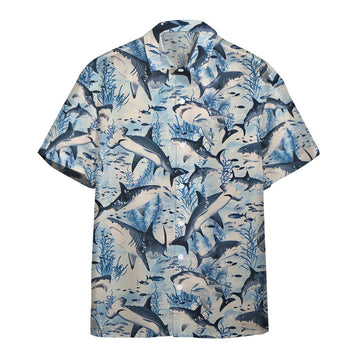 Gearhumans Swimming Sharks 3D Custom Hawaii Shirt GO10052115 Hawai Shirt Short Sleeve Shirt S 