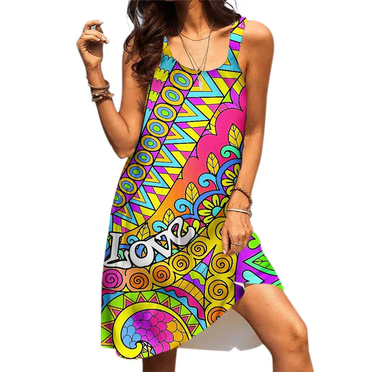 Gerhumans 3D Dont Worry Be Hippie Custom Sleeveless Beach Dress GO21062117 Beach Dress 