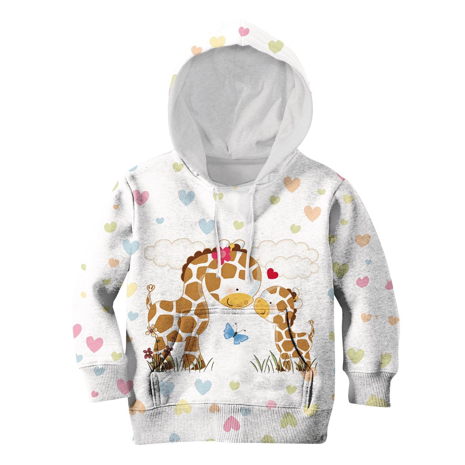 Giraffe And Her Kid Custom Hoodies T-shirt Apparel HD-PET110339K kid 3D apparel Kid Hoodie S/6-8 