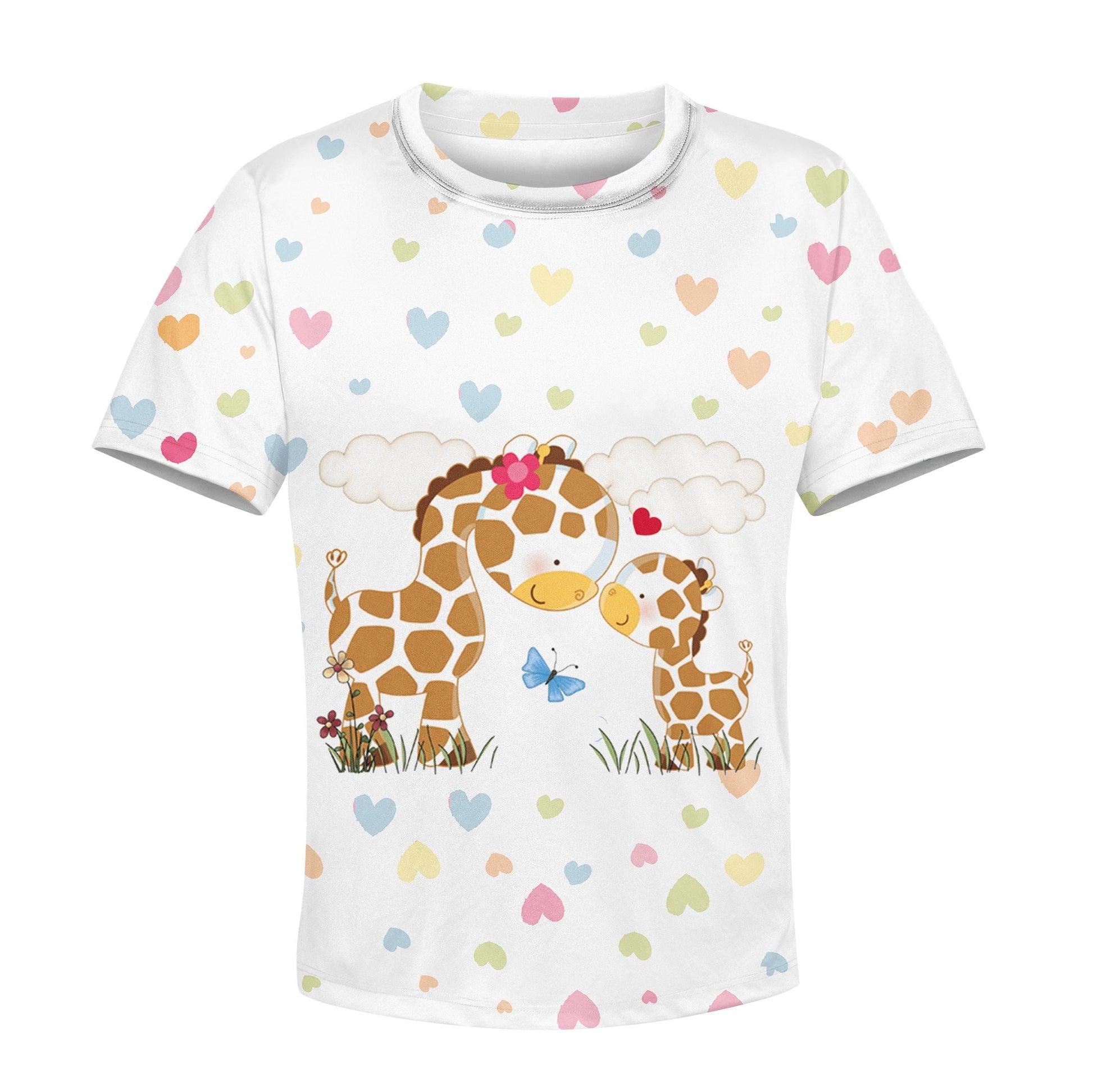 Giraffe And Her Kid Custom Hoodies T-shirt Apparel HD-PET110339K kid 3D apparel Kid T-Shirt XS 