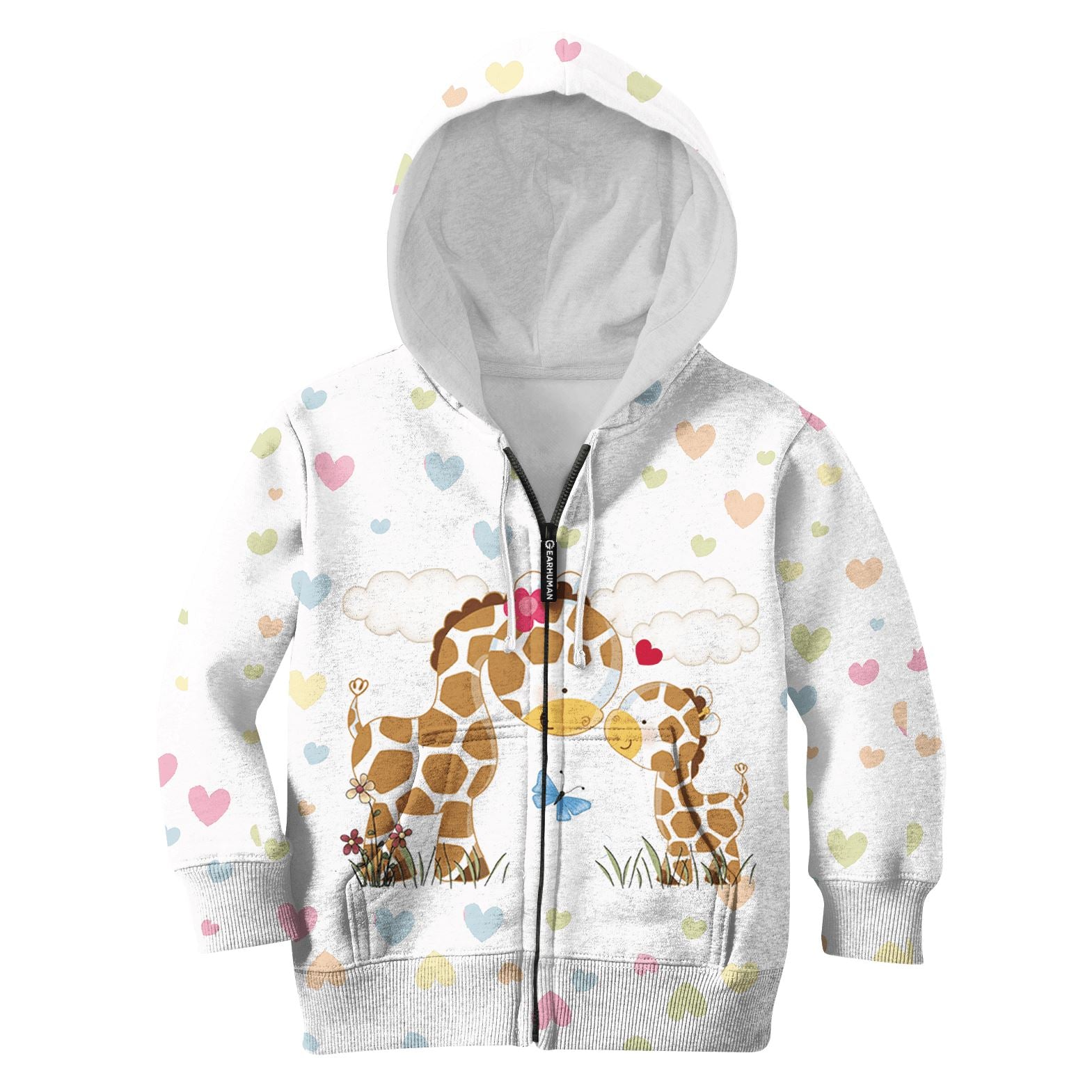 Giraffe And Her Kid Custom Hoodies T-shirt Apparel HD-PET110339K kid 3D apparel Kid Zip Hoodie S/6-8 