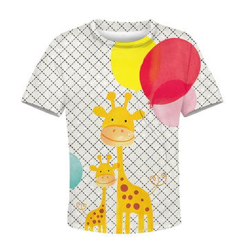 Gearhumans Giraffe with balloon Kid Custom Hoodies T-shirt Apparel