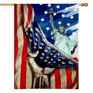 Grearhumans 3D Statue Of Liberty America Custom Flag