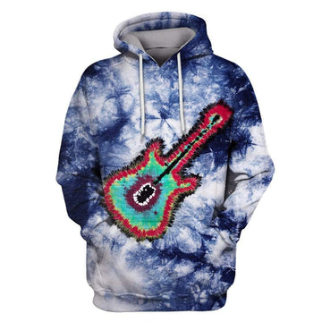 Gearhumans Guitar in the Tie Dye background Custom T-shirt - Hoodies Apparel