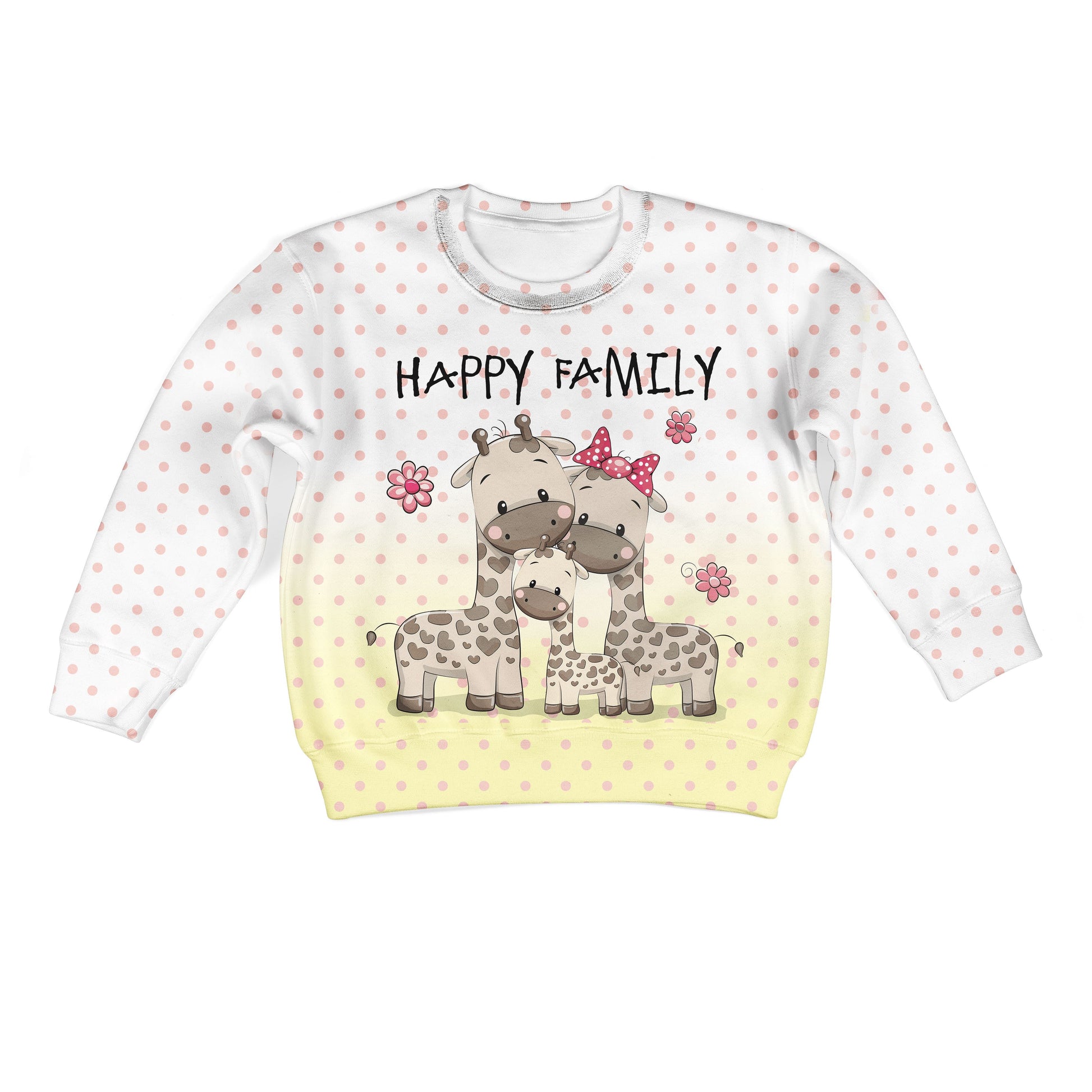 Happy family of giraffe Kid Custom Hoodies T-shirt Apparel HD-PET110342K kid 3D apparel Kid Sweatshirt S/6-8 