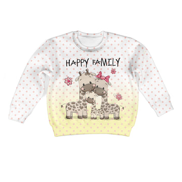 Gearhumans Happy family of giraffe Kid Custom Hoodies T-shirt Apparel