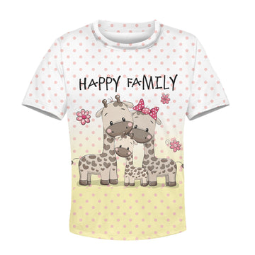 Happy family of giraffe Kid Custom Hoodies T-shirt Apparel HD-PET110342K kid 3D apparel Kid T-Shirt XS 
