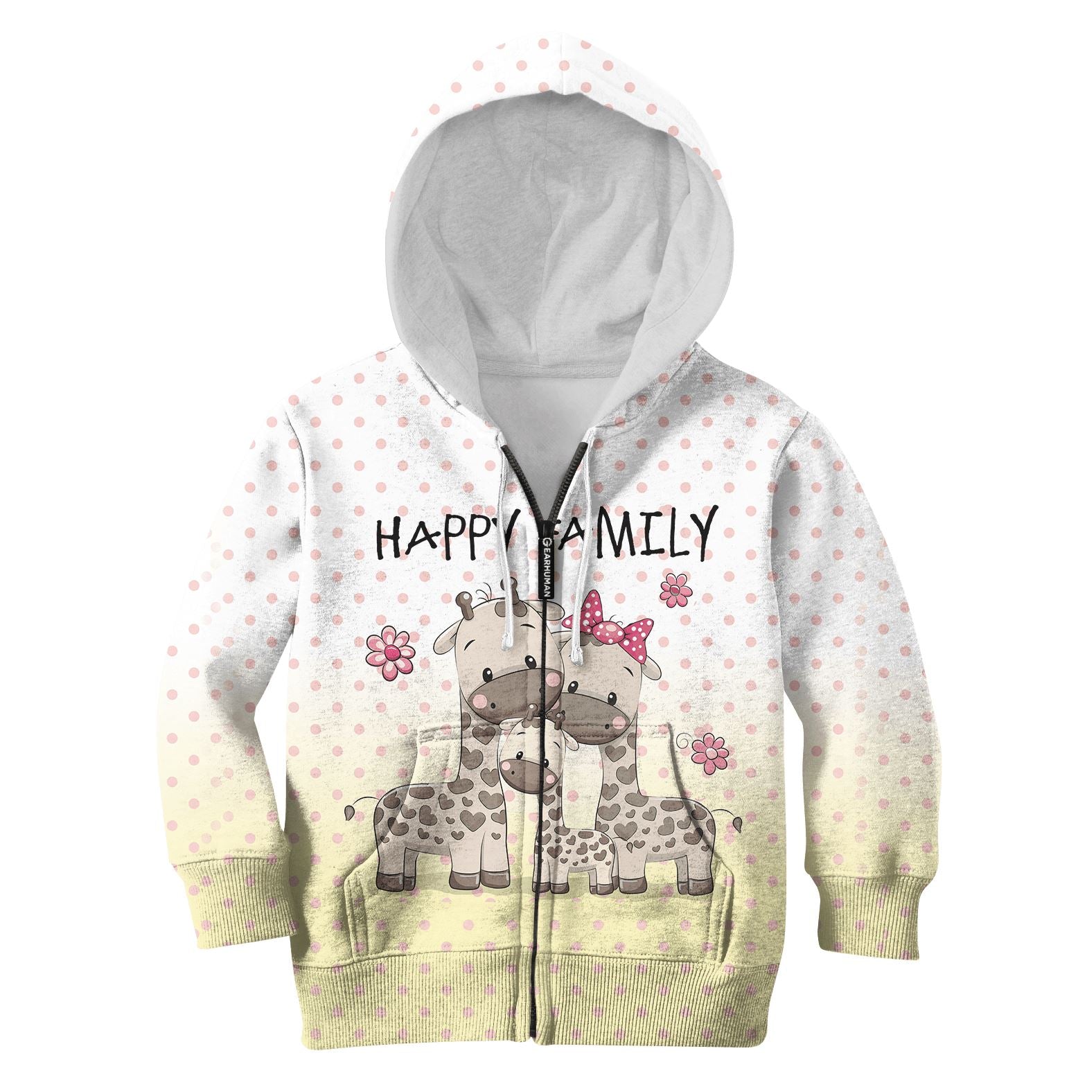 Happy family of giraffe Kid Custom Hoodies T-shirt Apparel HD-PET110342K kid 3D apparel Kid Zip Hoodie S/6-8 