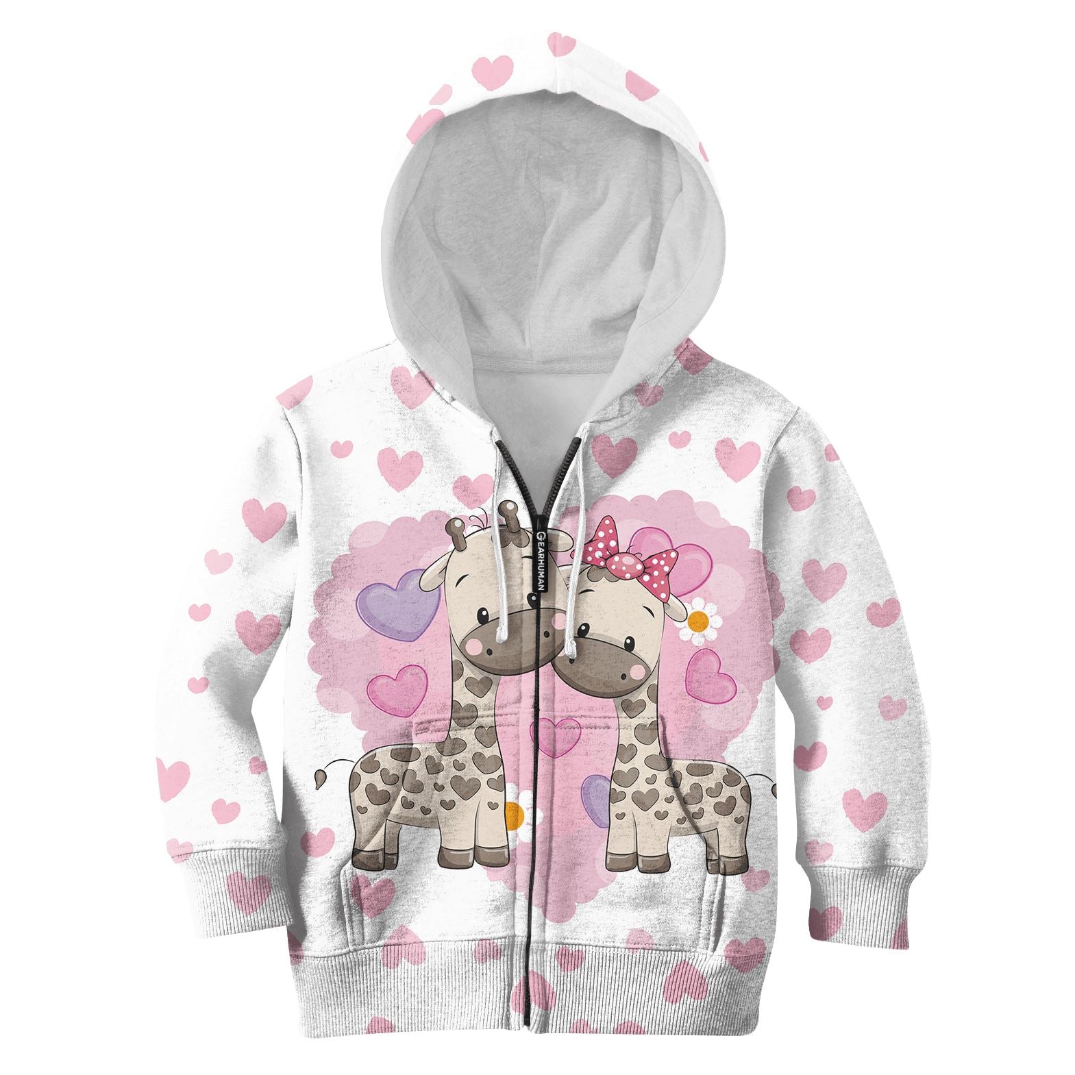 happy giraffe Kid Custom Hoodies T-shirt Apparel HD-PET110340K kid 3D apparel Kid Zip Hoodie S/6-8 