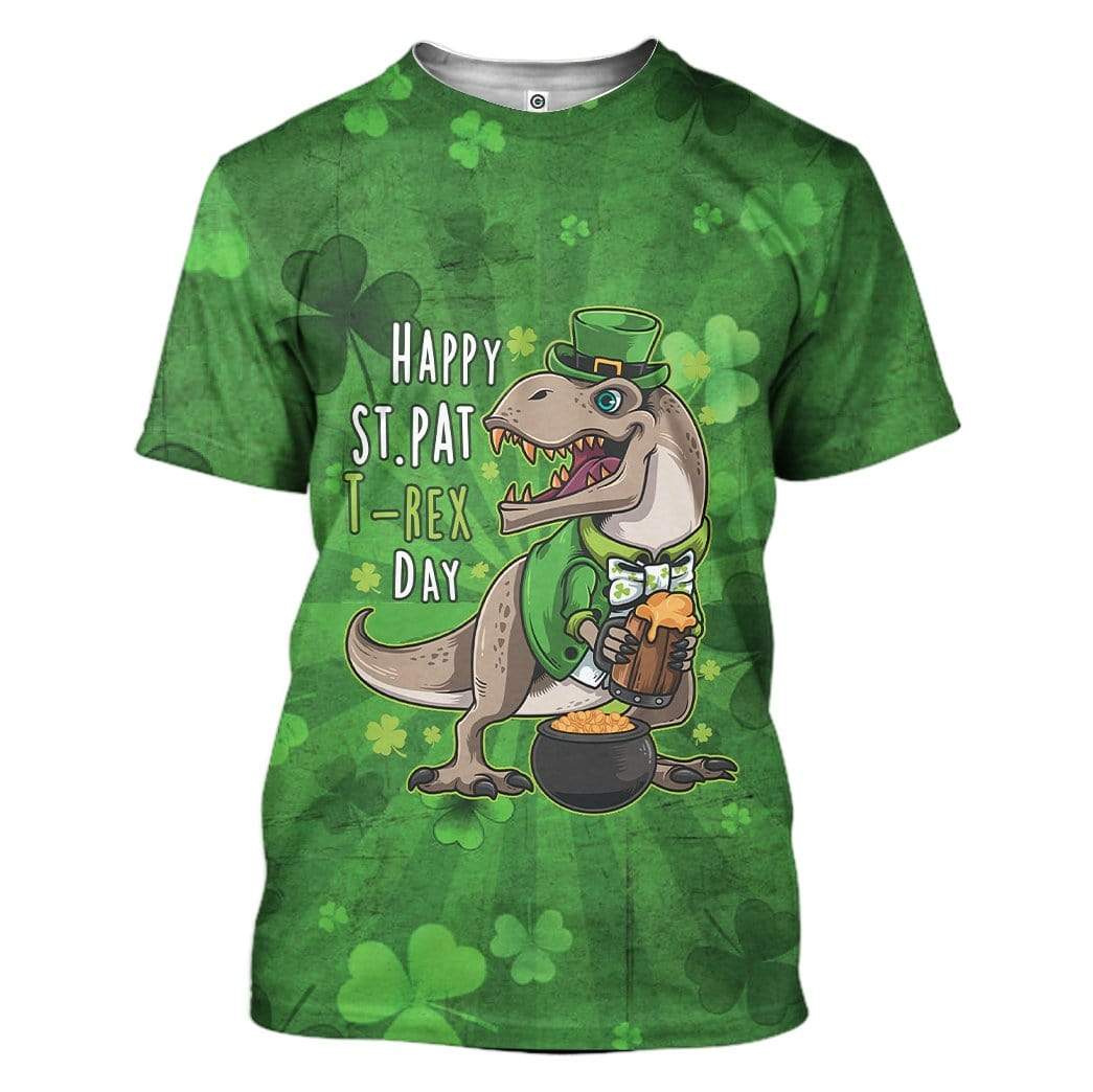 Happy St Pattrex Day Custom T-Shirts Hoodies Apparel HD-AT0102204 3D Custom Fleece Hoodies T-Shirt S 