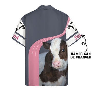 Gearhumans 3D Girl Loves Cow Custom Name Hawaii Shirt