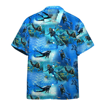 Gearhumans 3D Scuba Diving Custom Name Hawaii Shirt