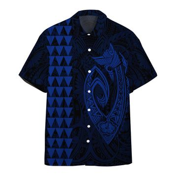 Gearhumans 3D Blue Fish Hook Hawaii Shirt