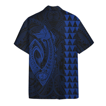 Gearhumans 3D Blue Fish Hook Hawaii Shirt