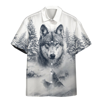 Gearhumans 3D Wolf Snow Hawaii Shirt