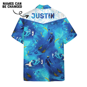 Gearhumans 3D Freediving Custom Name Hawaii Shirt