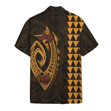 Gearhumans 3D Yellow Fish Hook Hawaii Shirt