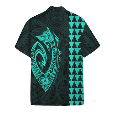 Gearhumans 3D Turquoise Fish Hook Hawaii Shirt