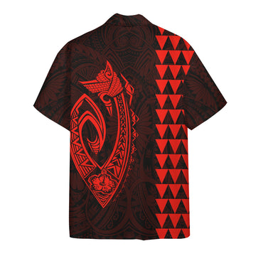 Gearhumans 3D Red Fish Hook Hawaii Shirt