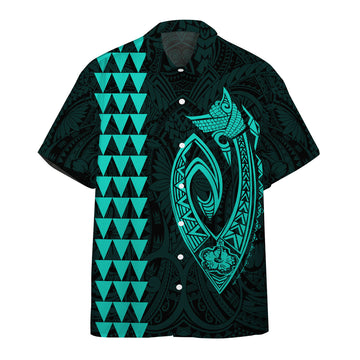 Gearhumans 3D Turquoise Fish Hook Hawaii Shirt