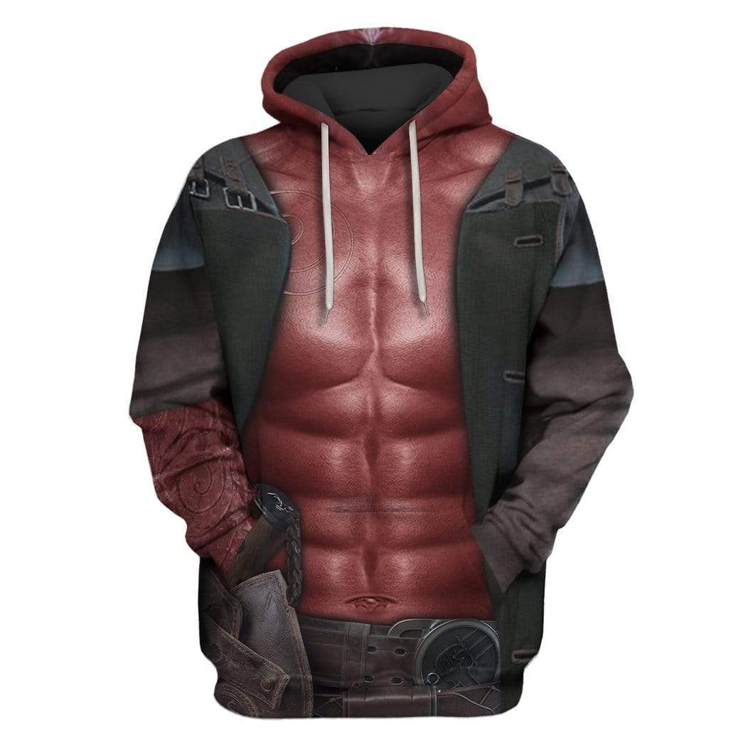 Hellboy costume Custom T-shirt - Hoodies Apparel HD-GH20200 3D Custom Fleece Hoodies Hoodie S 