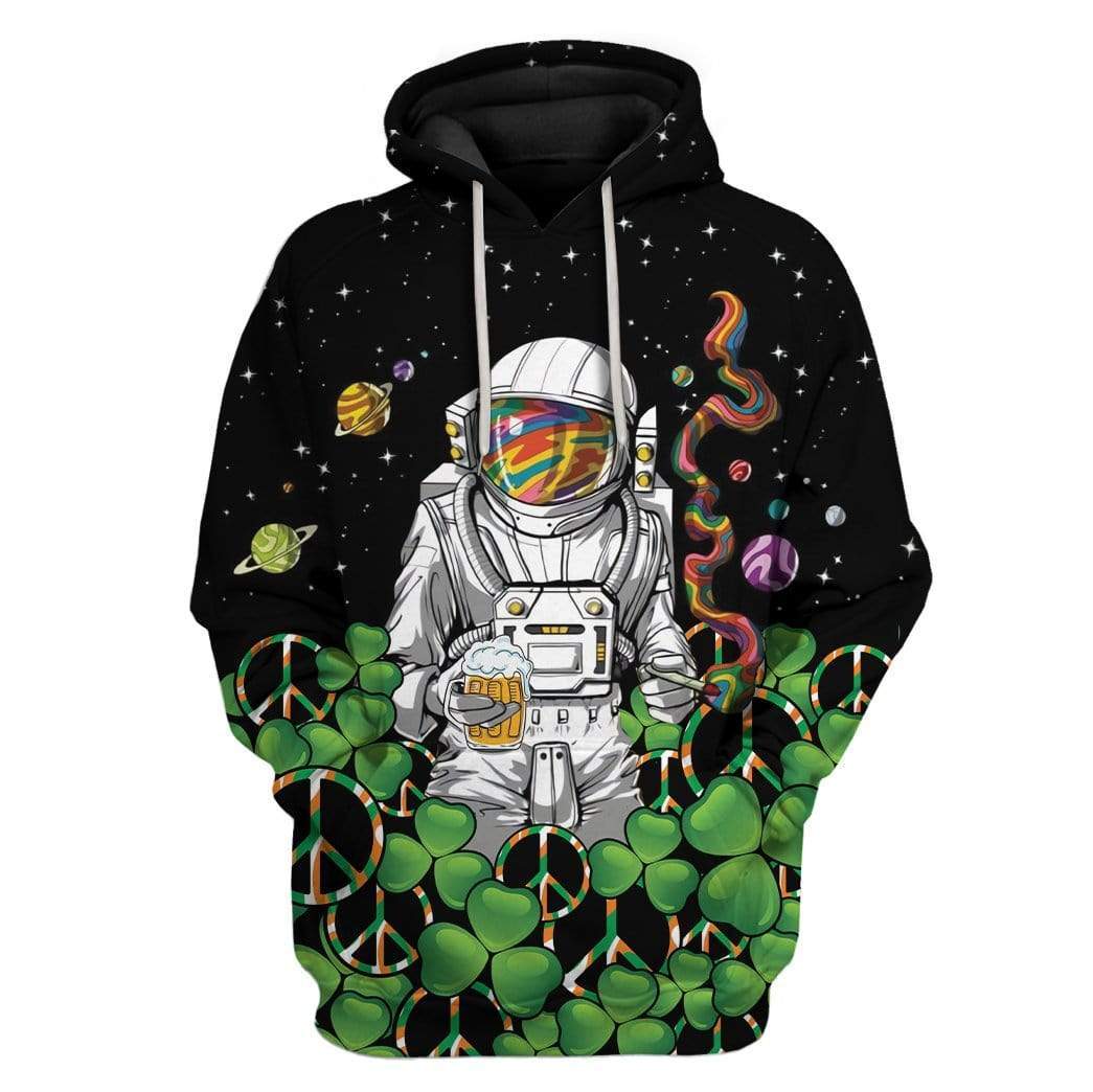 Hippie Astronaut St Patrick's Day Custom T-Shirts Hoodies Apparel HD-TA0402201 3D Custom Fleece Hoodies Hoodie S 