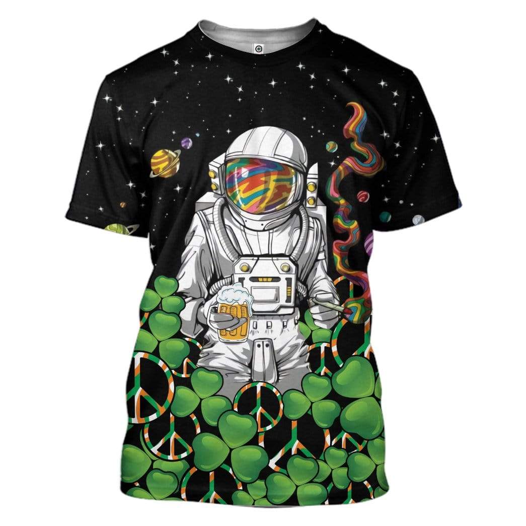 Hippie Astronaut St Patrick's Day Custom T-Shirts Hoodies Apparel HD-TA0402201 3D Custom Fleece Hoodies T-Shirt S 