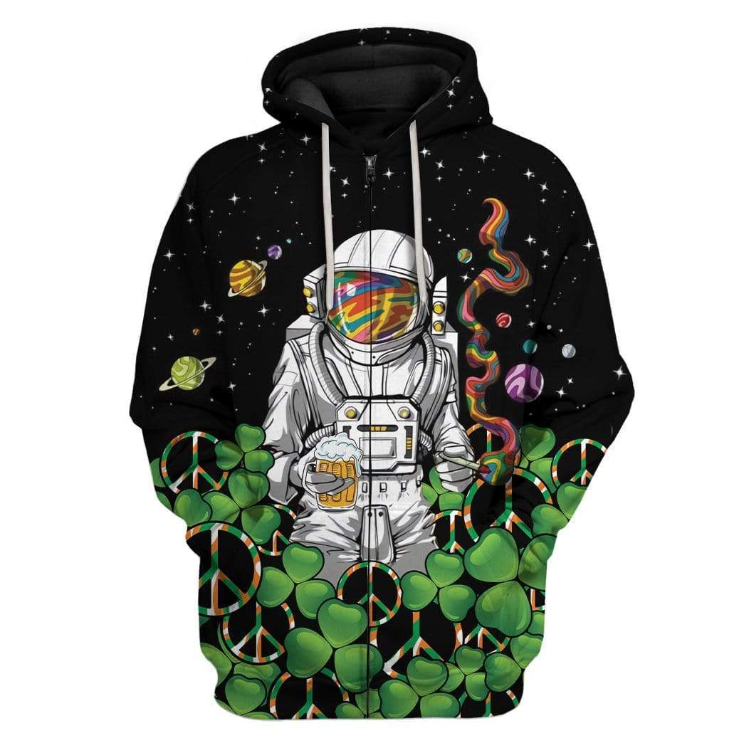 Gearhumans Hippie Astronaut St Patrick's Day Custom T-Shirts Hoodies A
