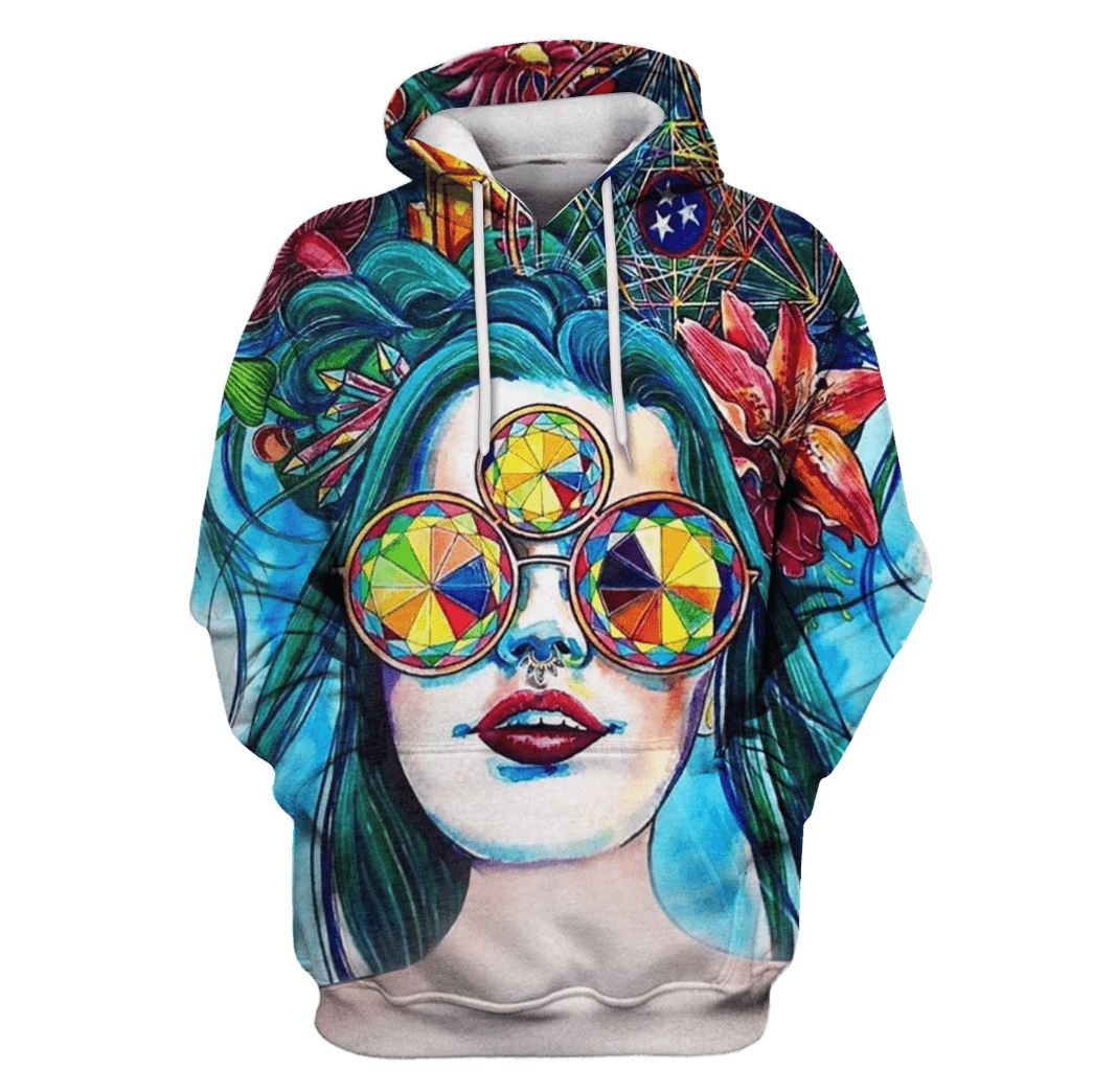 Hippie Beautiful Personality Wonman Custom T-shirt - Hoodies Apparel HP110151 3D Custom Fleece Hoodies Hoodie S 