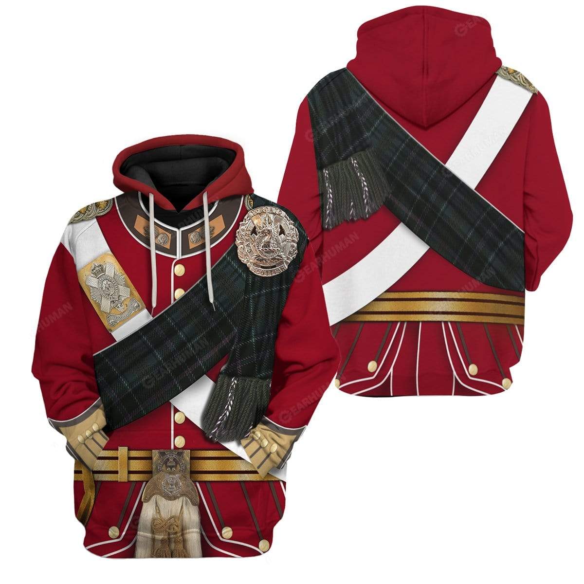 Hoodie Custom A Scottish Uniform Of A Lieutenant Apparel HD-TA14101913 3D Custom Fleece Hoodies 