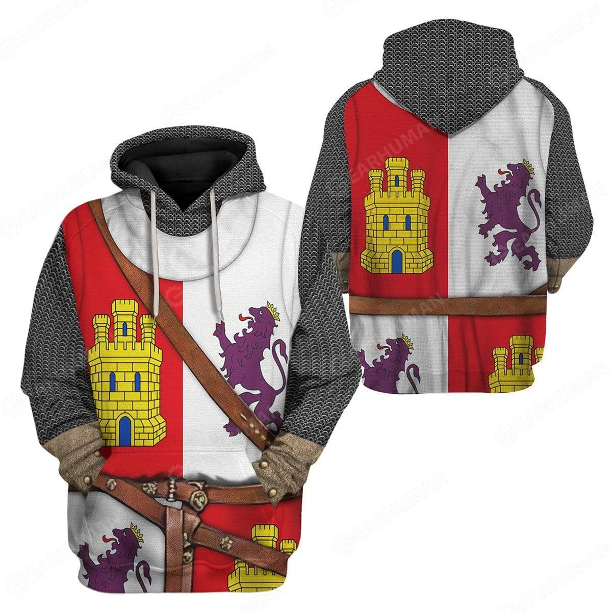 Hoodie Custom Castile And Le??n Armor Apparel H15109 3D Custom Fleece Hoodies 